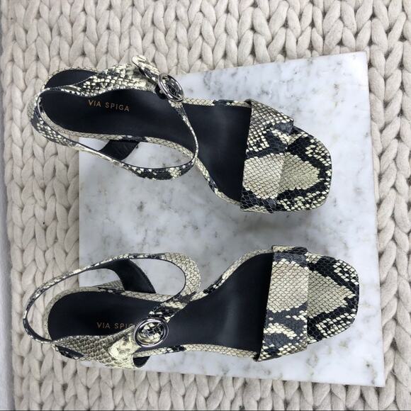Via Spiga Snakeskin Platform Heels Python Heeled Chunky Sandals US 10 EU 40 $275 - Picture 2 of 9